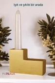 Fonnava Şamdan Mumluk Dekoratif Mumluk Tealight Mumluk Altın Eskitme Renk Model 17 - 3