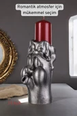 Fonnava Şamdan Mumluk Dekoratif Mumluk Tealight Mumluk Gümüş Eskitme Renk Model 3 - 4