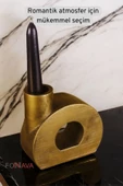 Fonnava Şamdan Mumluk Dekoratif Mumluk Tealight Mumluk Altın Eskitme Renk Model 9 thumbnail 4