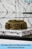 Evene Küllük Altın Eskitme Kül Tablası Dekoratif Küllük 2 Adet Model 2 thumbnail 3