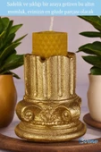 Evene Altın Mumluk Şamdan Tealight Mum Uyumlu Tarihi Sütun Model - 4