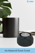 Evene Siyah Mumluk Şamdan Tealight Mum Uyumlu Çizgili Model - 5