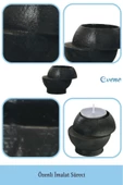 Evene Siyah Mumluk Şamdan Tealight Ve Ince Mum Uyumlu Kesik Model - 7