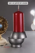 Fonnava Şamdan Mumluk Dekoratif Mumluk Tealight Mumluk Gümüş Eskitme Renk Model 25 - 3