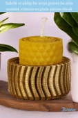 Evene Altın Mumluk Şamdan Tealight Mum Uyumlu Tekerlek Model - 4