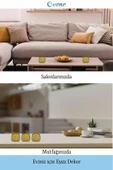 Evene Altın Mumluk Şamdan Tealight Mum Uyumlu Mini Çizgili Çiçekli Model - 3