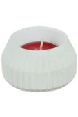 Evene Beyaz Mumluk Şamdan Tealight Mum Uyumlu Çizgili Model - 1