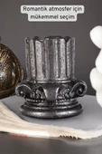 Fonnava Şamdan Mumluk Dekoratif Mumluk Tealight Mumluk Gümüş Eskitme Renk Model 39 - 4