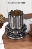 Fonnava Şamdan Mumluk Dekoratif Mumluk Tealight Mumluk Gümüş Eskitme Renk Model 39 - 3