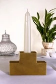 Fonnava Şamdan Mumluk Dekoratif Mumluk Tealight Mumluk Altın Eskitme Renk Model 16 - 1