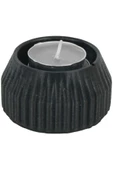 Evene Siyah Mumluk Şamdan Tealight Mum Uyumlu Çizgili Model - 1