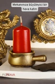 Fonnava Şamdan Mumluk Dekoratif Mumluk Tealight Mumluk Altın Eskitme Renk Model 24 thumbnail 2
