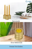 Evene Dekoratif Mumluk Tealight Mumluk Şamdan Mumluk 3 Lü Şamdan Model 27 - 5