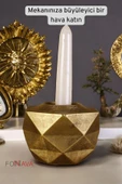 Fonnava Şamdan Mumluk Dekoratif Mumluk Tealight Mumluk Altın Eskitme Renk Model 45 - 2