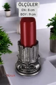 Fonnava Şamdan Mumluk Dekoratif Mumluk Tealight Mumluk Gümüş Eskitme Renk Model 39 - 5