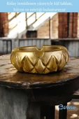 Evene Küllük Altın Eskitme Kül Tablası Dekoratif Küllük Model 3 thumbnail 3