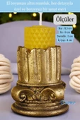 Evene Altın Eskitme Mumluk Şamdan Tealight Mum Uyumlu Tarihi Sütun Model - 2