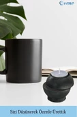 Evene Siyah Mumluk Şamdan Tealight Ve Ince Mum Uyumlu Kesik Model - 5
