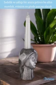 Evene Mumluk Şamdan Ince Mum Uyumlu Gümüş Eskitme Renk Model 11 - 4