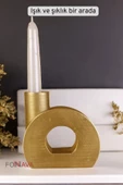 Fonnava Şamdan Mumluk Dekoratif Mumluk Tealight Mumluk Altın Eskitme Renk Model 9 thumbnail 3