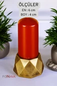 Fonnava Şamdan Mumluk Dekoratif Mumluk Tealight Mumluk Altın Eskitme Renk Model 35 - 5