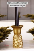Fonnava Şamdan Mumluk Dekoratif Mumluk Tealight Mumluk Altın Renk Model 44 thumbnail 3