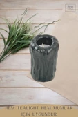Stein Kohle Şamdanlık Dekoratif Şamdan Mumluk Tealight Mumluk Model 29 - 7
