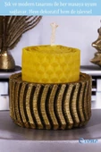 Evene Altın Eskitme Mumluk Şamdan Tealight Mum Uyumlu Tekerlek Model thumbnail 3
