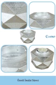 Evene Gümüş Mumluk Şamdan Tealight Ve Ince Mum Uyumlu Prizma Model - 7