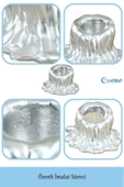 Evene Gümüş Mumluk Şamdan Tealight Mum Uyumlu Küçük Erimiş Mum Model - 7
