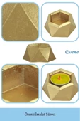 Evene Altın Mumluk Şamdan Tealight Mum Uyumlu Poly Küçük 2 Model thumbnail 7