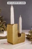 Fonnava Şamdan Mumluk Dekoratif Mumluk Tealight Mumluk Altın Eskitme Renk Model 12 - 3