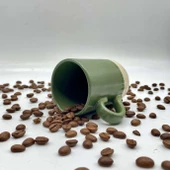 Tardan El Yapımı Autumun Mat Yeşil- Krem Kupa 200 ml - 1 Adet - 4