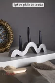 Fonnava Şamdan Mumluk Dekoratif Mumluk Tealight Mumluk Gümüş Eskitme Renk Model 13 - 3
