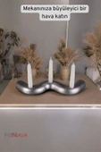 Fonnava Şamdan Mumluk Dekoratif Mumluk Tealight Mumluk Gümüş Eskitme Renk Model 14 - 2