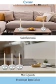 Evene Gümüş Mumluk Şamdan Tealight Ve Ince Mum Uyumlu Prizma Model - 3