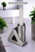 Fonnava Şamdan Mumluk Dekoratif Mumluk Tealight Mumluk Gümüş Eskitme Renk Model 6 thumbnail 3