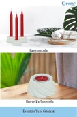Evene Beyaz Mumluk Şamdan Tealight Ve Ince Mum Uyumlu Ejderha Yumurtası Model thumbnail 4