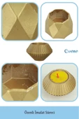Evene Altın Mumluk Şamdan Tealight Mum Uyumlu Elmas Çizgili Model - 7