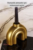 Fonnava Şamdan Mumluk Dekoratif Mumluk Tealight Mumluk Altın Eskitme Renk Model 43 thumbnail 4