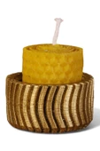 Evene Mumluk Şamdan Tealight Mum Uyumlu Altın Renktekerlek Model - 1