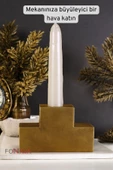 Fonnava Şamdan Mumluk Dekoratif Mumluk Tealight Mumluk Altın Eskitme Renk Model 16 - 2
