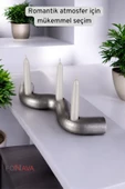 Fonnava Şamdan Mumluk Dekoratif Mumluk Tealight Mumluk Gümüş Eskitme Renk Model 14 - 4