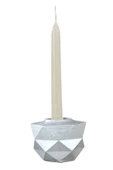 Evene Gümüş Mumluk Şamdan Tealight Ve Ince Mum Uyumlu Prizma Model - 1