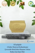 Evene Altın Mumluk Şamdan Tealight Mum Uyumlu Mini Çizgili Çiçekli Model - 8