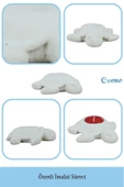 Evene Beyaz Mumluk Şamdan Tealight Ve Ince Mum Uyumlu Kaplumbağa Model - 7