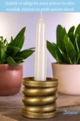 Evene Altın Eskitme Mumluk Şamdan Tealight Ve Ince Mum Uyumlu Spiral Model thumbnail 4