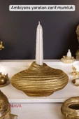 Fonnava Şamdan Mumluk Dekoratif Mumluk Tealight Mumluk Altın Eskitme Renk Model 42 thumbnail 4