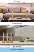 Evene Dekoratif Mumluk Tealight Mumluk Şamdan Mumluk 3 Lü Şamdan Model 40 - 4