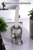 Fonnava Şamdan Mumluk Dekoratif Mumluk Tealight Mumluk Gümüş Eskitme Renk Model 11 thumbnail 5